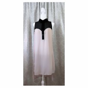 Glamorous Brand Sleeveless Button Blouse Dress / Blush Pink & Black / Size S